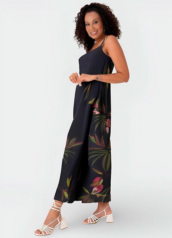 Malwee - Vestido Azul Marinho Longo Tropical 3