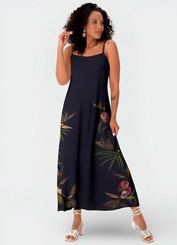 Malwee - Vestido Azul Marinho Longo Tropical 4