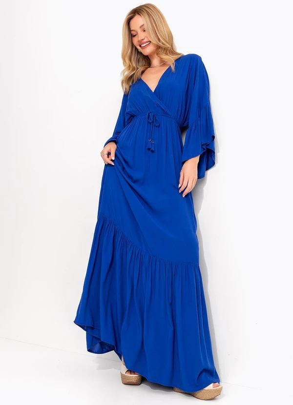 Quintess - Vestido Azul Royal em Viscose Plana 3