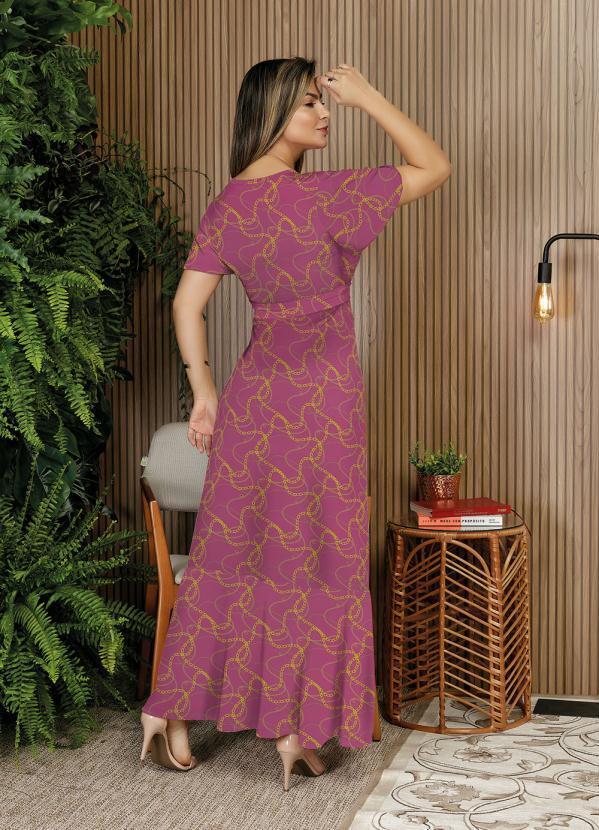 Rosalie - Vestido Babado Correntes Rosa 2