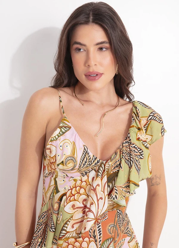 Farm - Vestido Babado Patch Floral Delhi Laranja 4