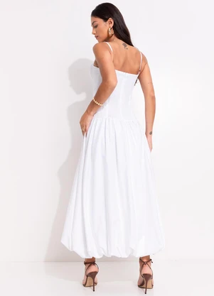 Farm - Vestido Balonê Alcinhas Meia Taça Branco - FARM