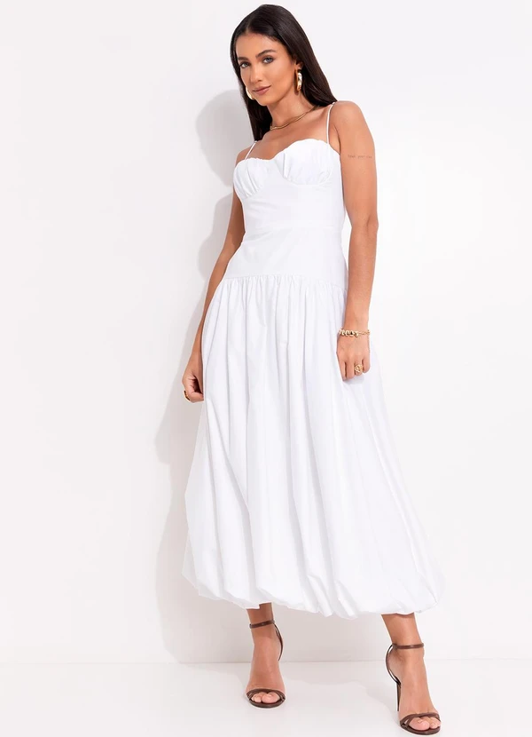 Farm - Vestido Balonê Alcinhas Meia Taça Branco 3