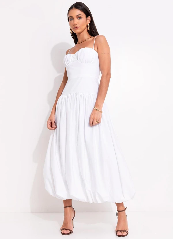 Farm - Vestido Balonê Alcinhas Meia Taça Branco 4