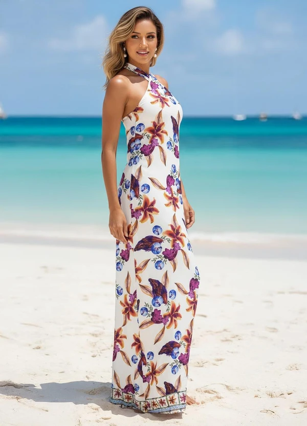 Quintess - Vestido Barrado Floral em Malha Fria 5