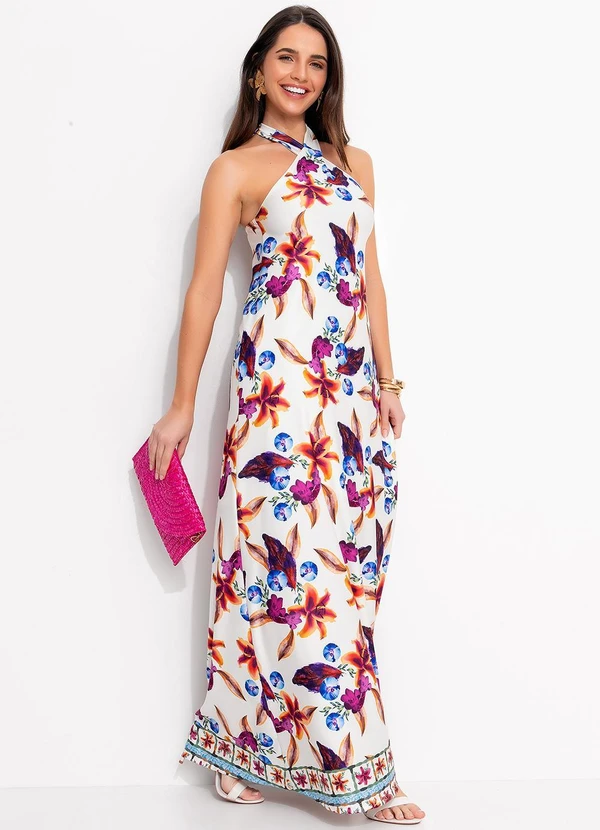 Quintess - Vestido Barrado Floral em Malha Fria 4