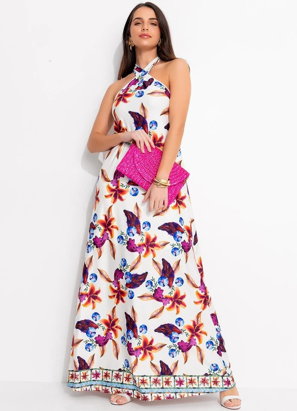 Quintess - Vestido Barrado Floral em Malha Fria 2