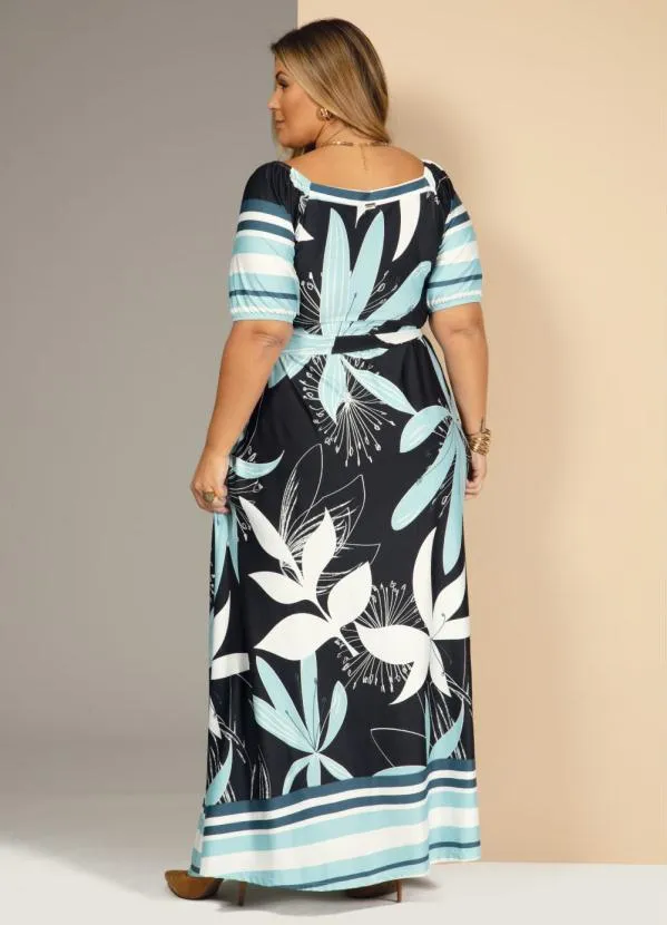 Quintess - Vestido Barrado Marinho com Elástico no Punho 2