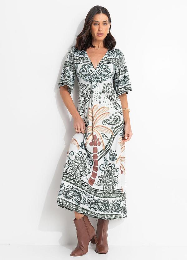 Vestido (Barrado Tropical Verde) em Malha Fria