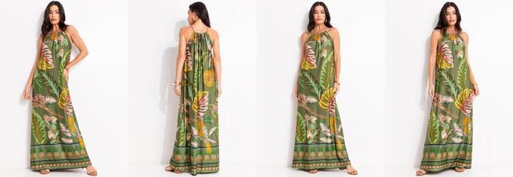 Vestido Barrado Verde em Malha Fria