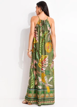 Quintess - Vestido Barrado Verde em Malha Fria - QUINTESS