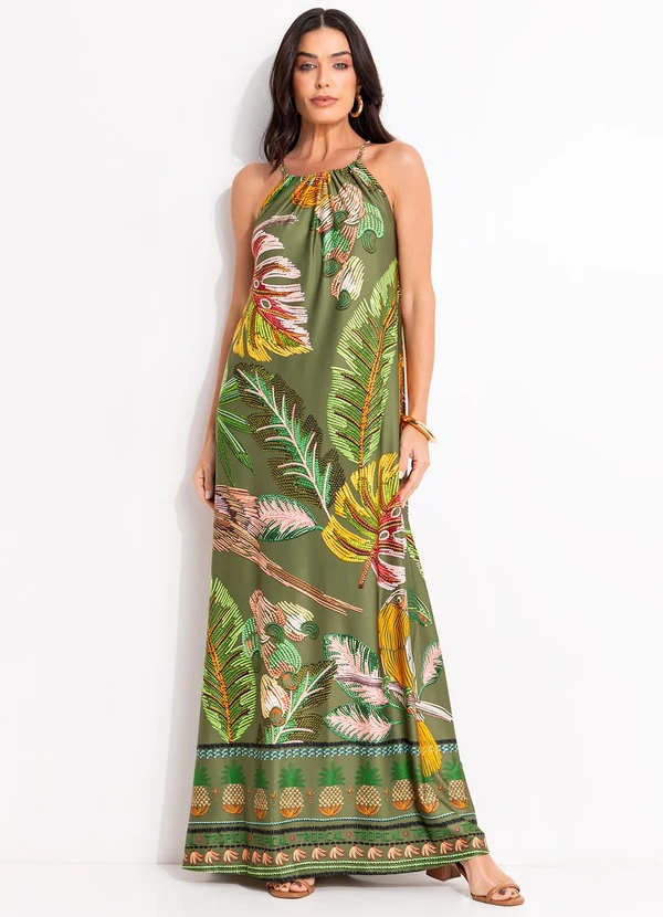 Quintess - Vestido Barrado Verde em Malha Fria 3