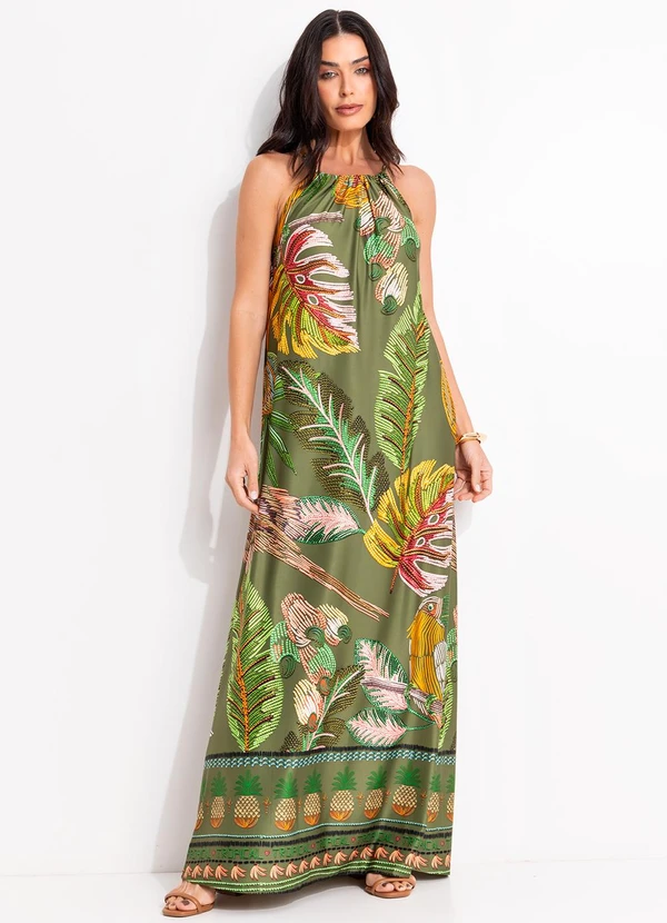 Quintess - Vestido Barrado Verde em Malha Fria 5