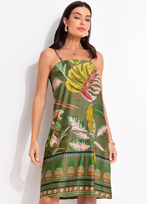 Quintess - Vestido Barrado Verde em Malha Fria - QUINTESS