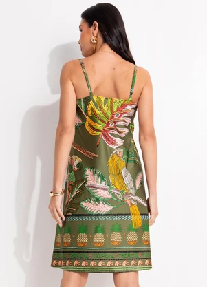 Quintess - Vestido Barrado Verde em Malha Fria - QUINTESS