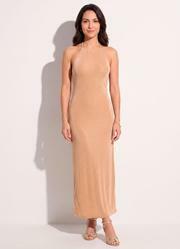 Vestido Bege em Malha com Elastano
