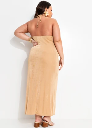 Quintess - Vestido Bege em Malha com Elastano - QUINTESS