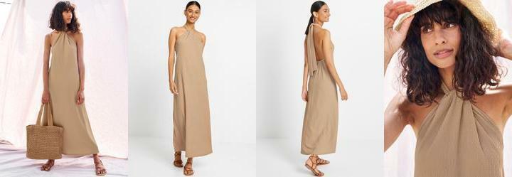 Vestido Bege em Malha Texturizada