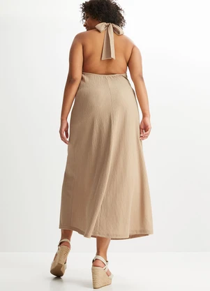 bonprix - Vestido Bege em Malha Texturizada - BONPRIX