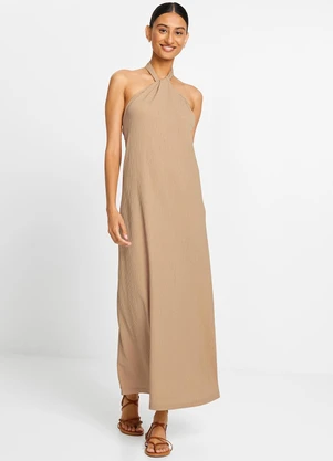 bonprix - Vestido Bege em Malha Texturizada - BONPRIX