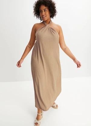 bonprix - Vestido Bege em Malha Texturizada - BONPRIX