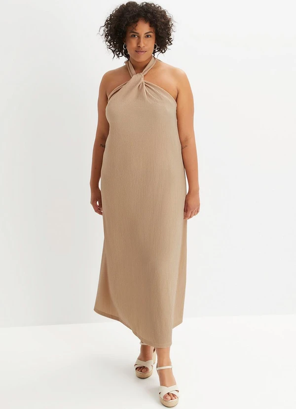 bonprix - Vestido Bege em Malha Texturizada 11