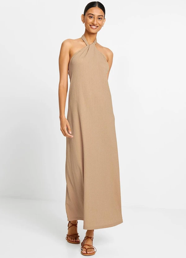 bonprix - Vestido Bege em Malha Texturizada 2