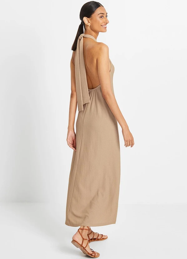 bonprix - Vestido Bege em Malha Texturizada 3