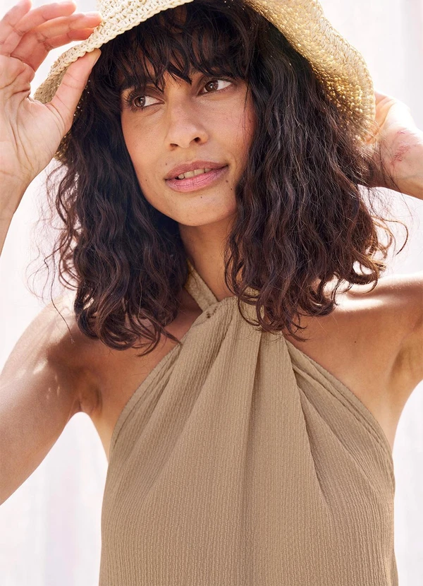 bonprix - Vestido Bege em Malha Texturizada 4