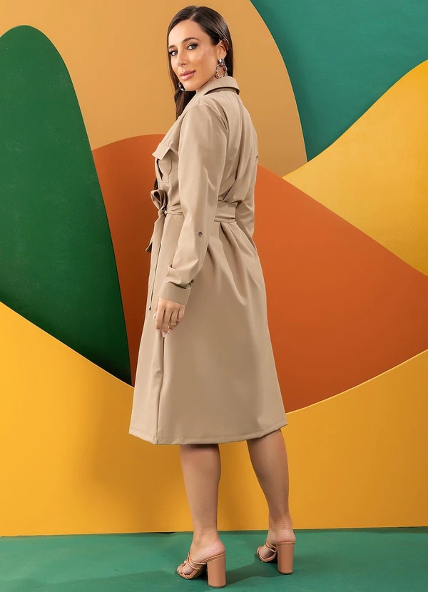 Quintess - Vestido Bege em Tecido Maquinetado 7