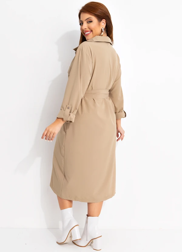 Quintess - Vestido Bege em Tecido Maquinetado 5