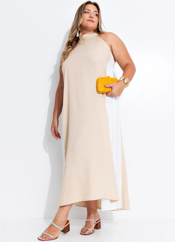 Quintess - Vestido Bege em Viscose Plana Sarjada 11