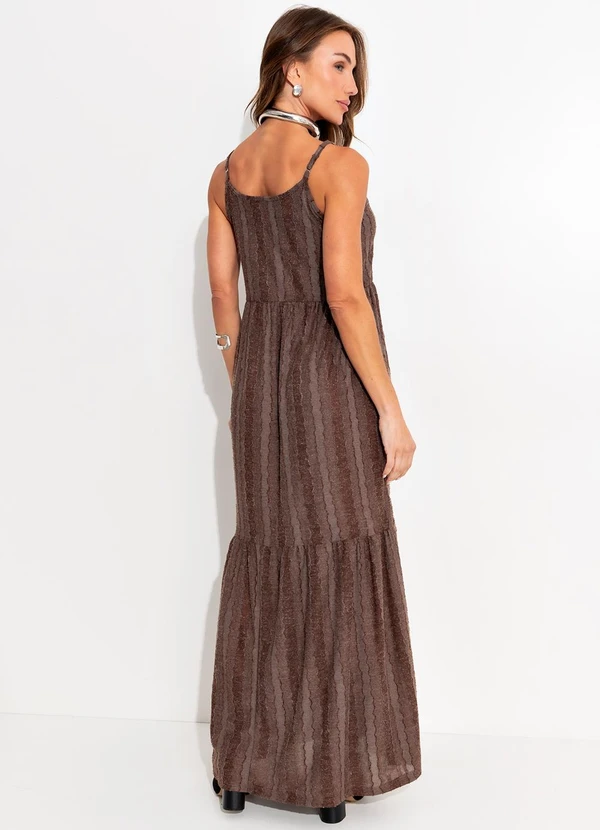 Quintess - Vestido Boho Devorê em Malha Jacquard com Brilho 2