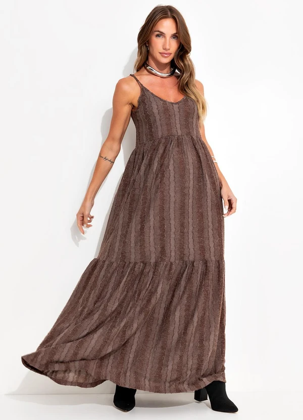 Quintess - Vestido Boho Devorê em Malha Jacquard com Brilho 3