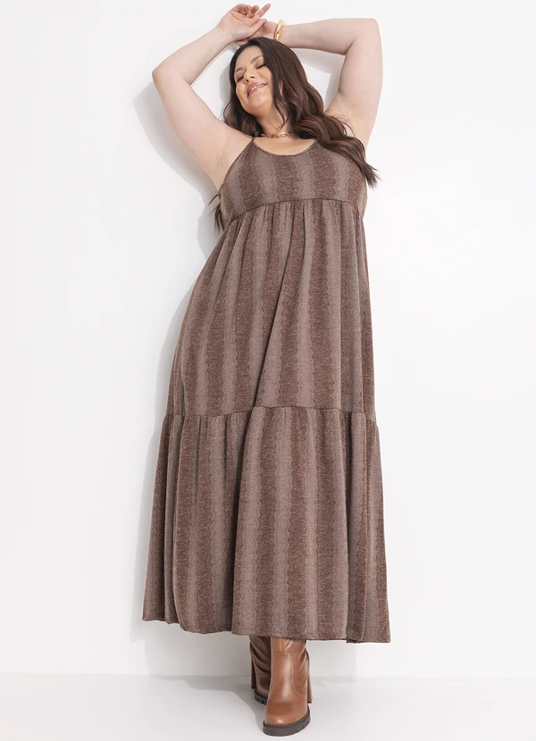 Quintess - Vestido Boho Devorê em Malha Jacquard com Brilho 5