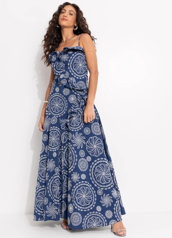 Farm - Vestido Bordado Delicadeza de Banana Azul 3