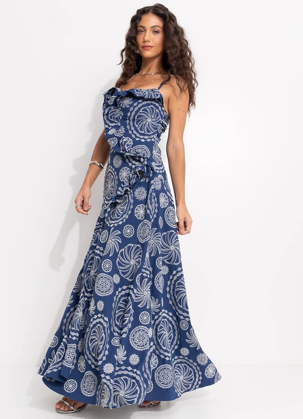 Farm - Vestido Bordado Delicadeza de Banana Azul 6