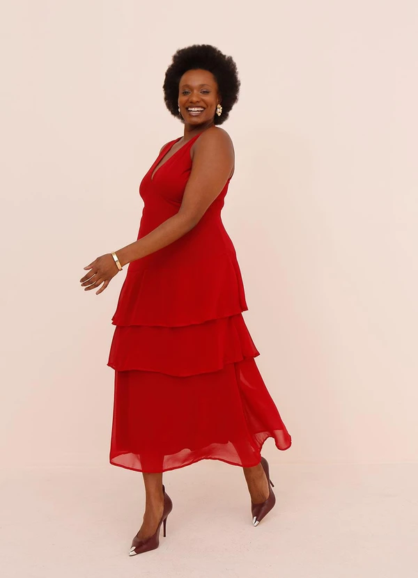 Quintess - Vestido Bordô em Chiffon 12