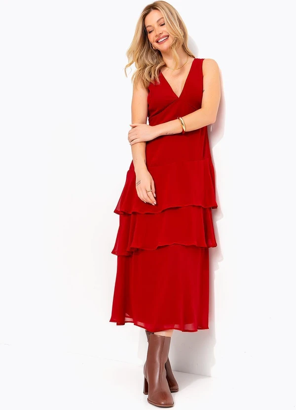 Quintess - Vestido Bordô em Chiffon 7