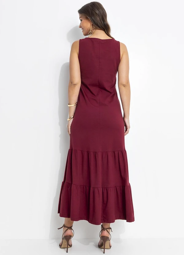 Quintess - Vestido Bordô em Malha de Algodão 2