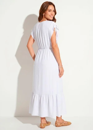 Quintess - Vestido Branco em Crepe Plano - QUINTESS