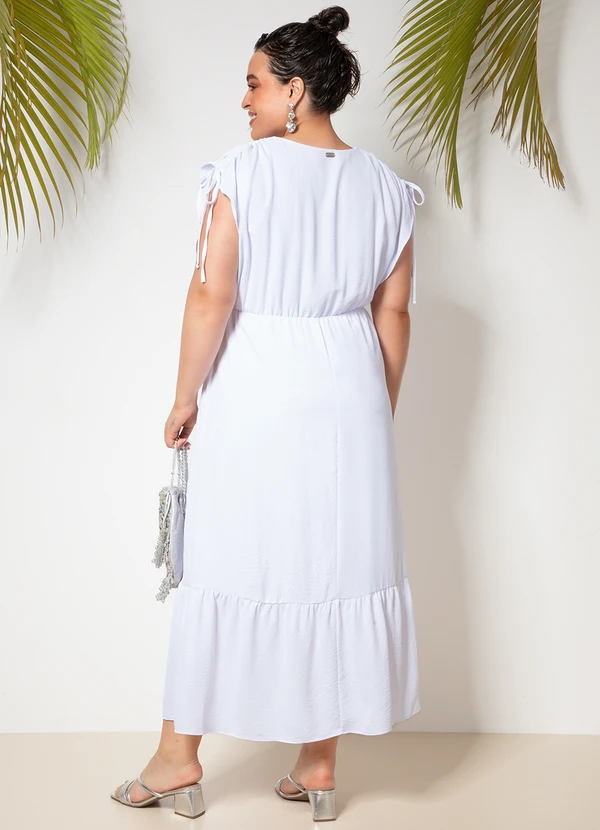 Quintess - Vestido Branco em Crepe Plano 7