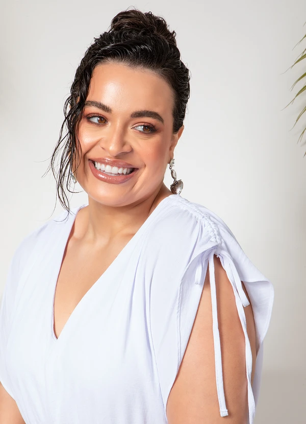 Quintess - Vestido Branco em Crepe Plano 8