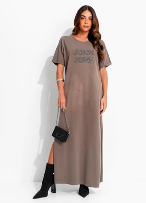 John John - Vestido Bright Jj Marrom - JOHN JOHN