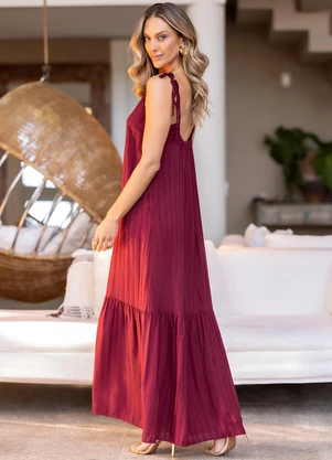 Quintess - Vestido Burgundy em Viscose Plana - QUINTESS