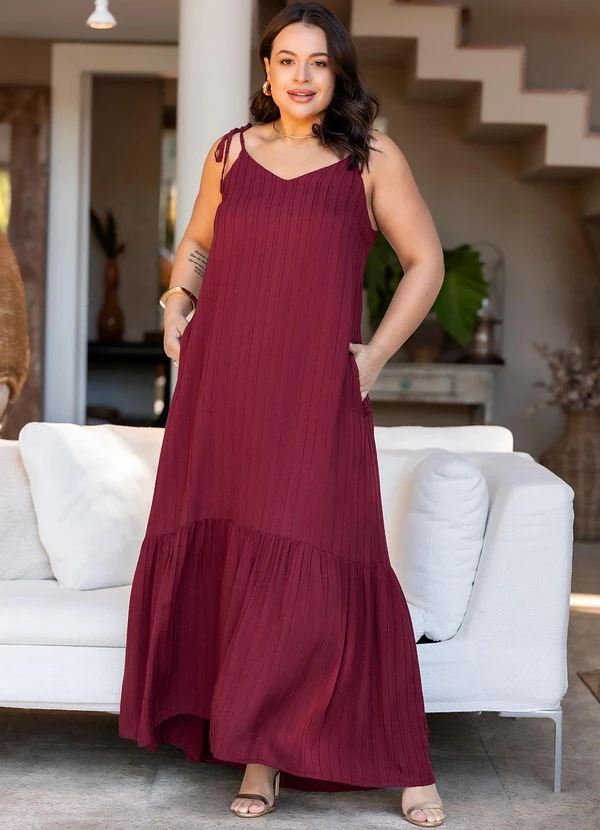 Quintess - Vestido Burgundy em Viscose Plana 14