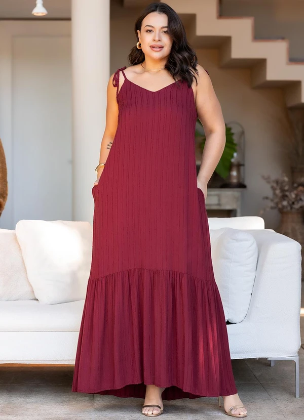 Quintess - Vestido Burgundy em Viscose Plana 15