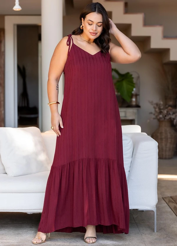 Quintess - Vestido Burgundy em Viscose Plana 16