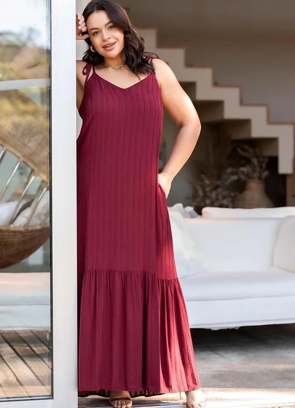 Quintess - Vestido Burgundy em Viscose Plana 17