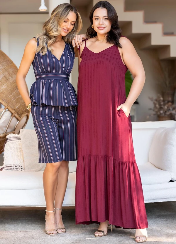 Quintess - Vestido Burgundy em Viscose Plana 18